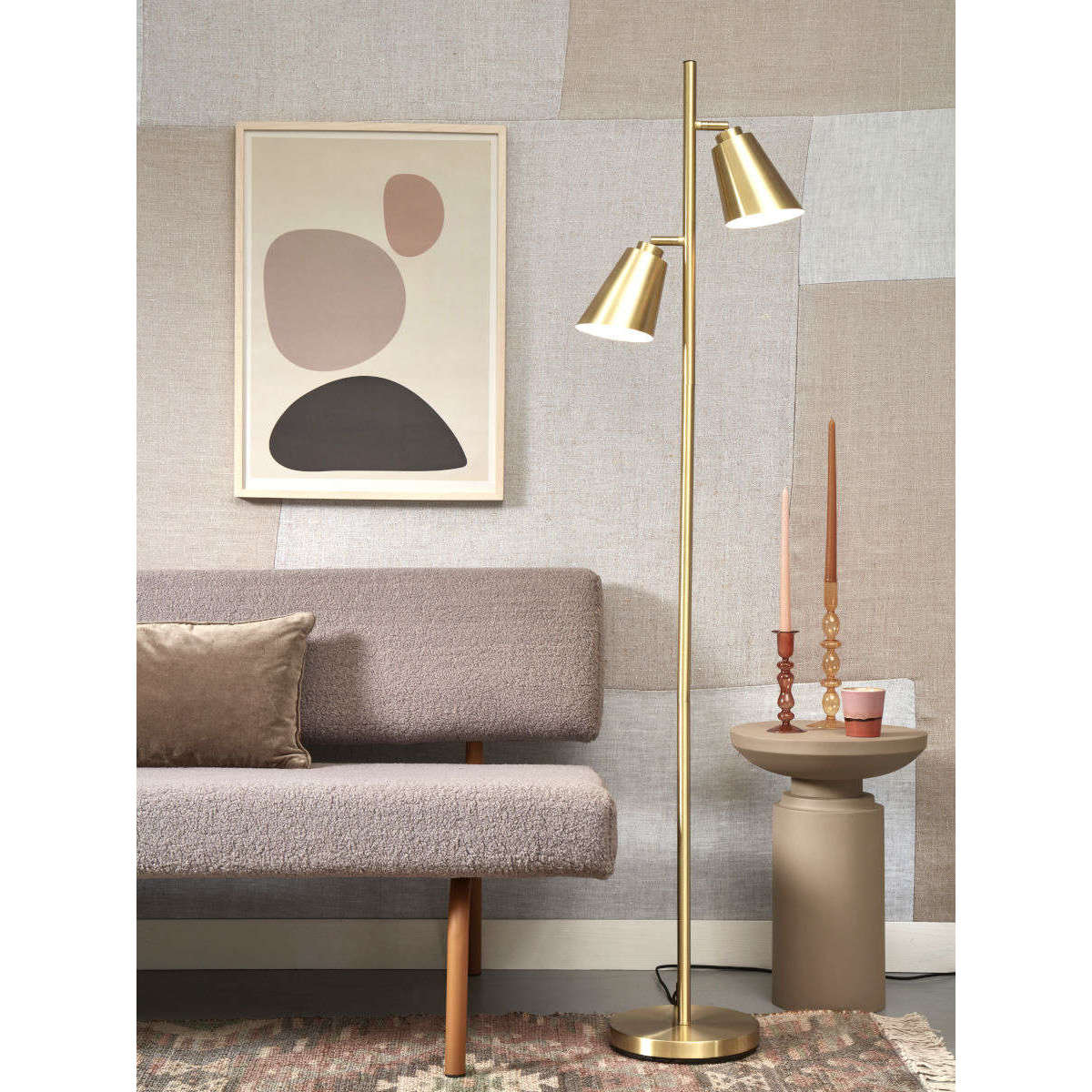It's about RoMi Vloerlamp Bremen 2-kap goud