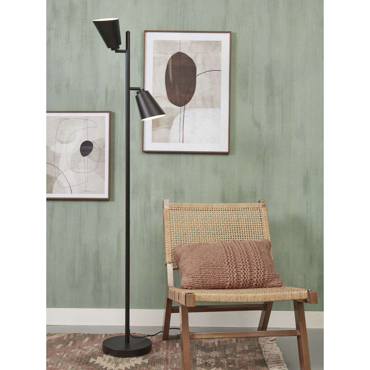 It's about RoMi Vloerlamp Bremen 2-kap zwart
