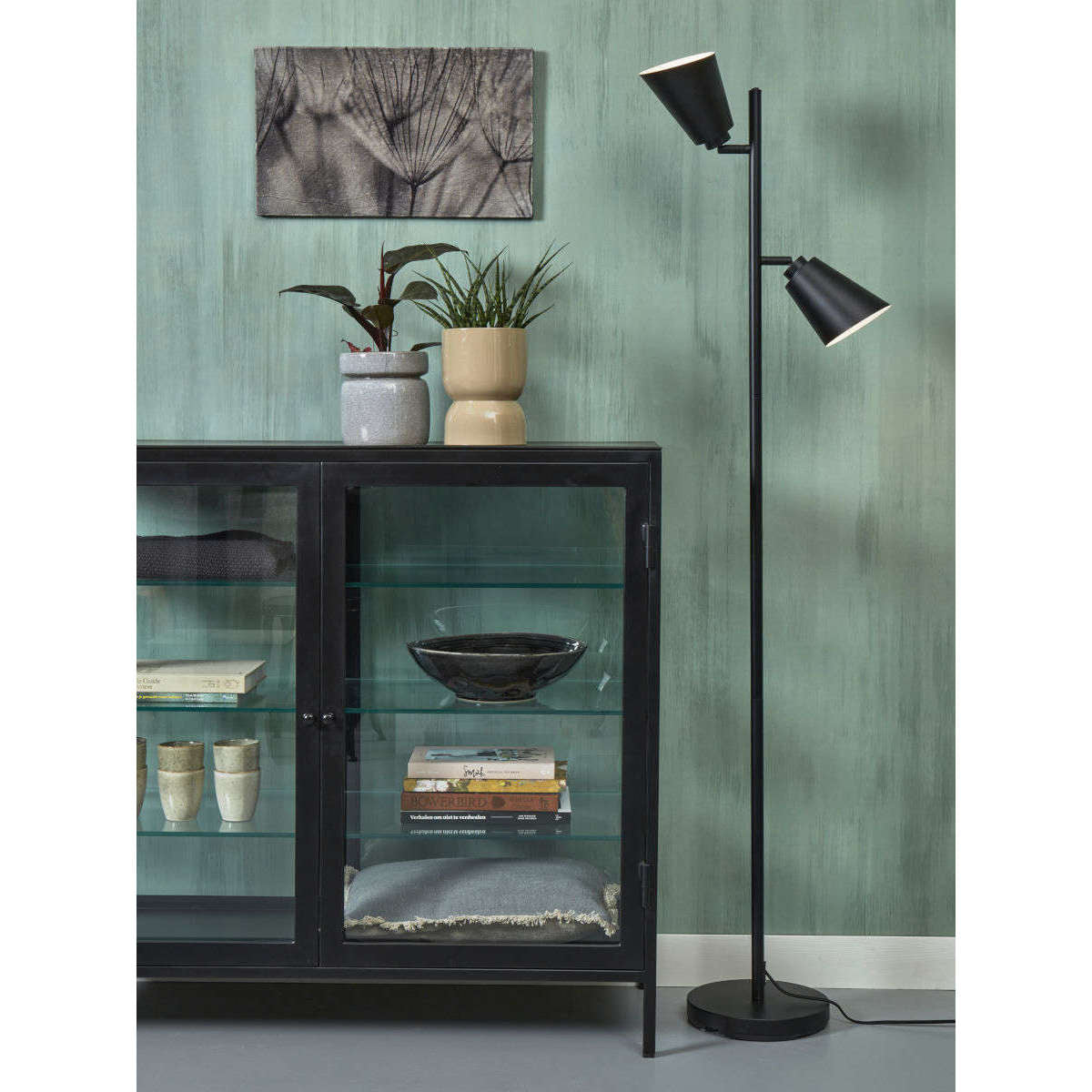It's about RoMi Vloerlamp Bremen 2-kap zwart