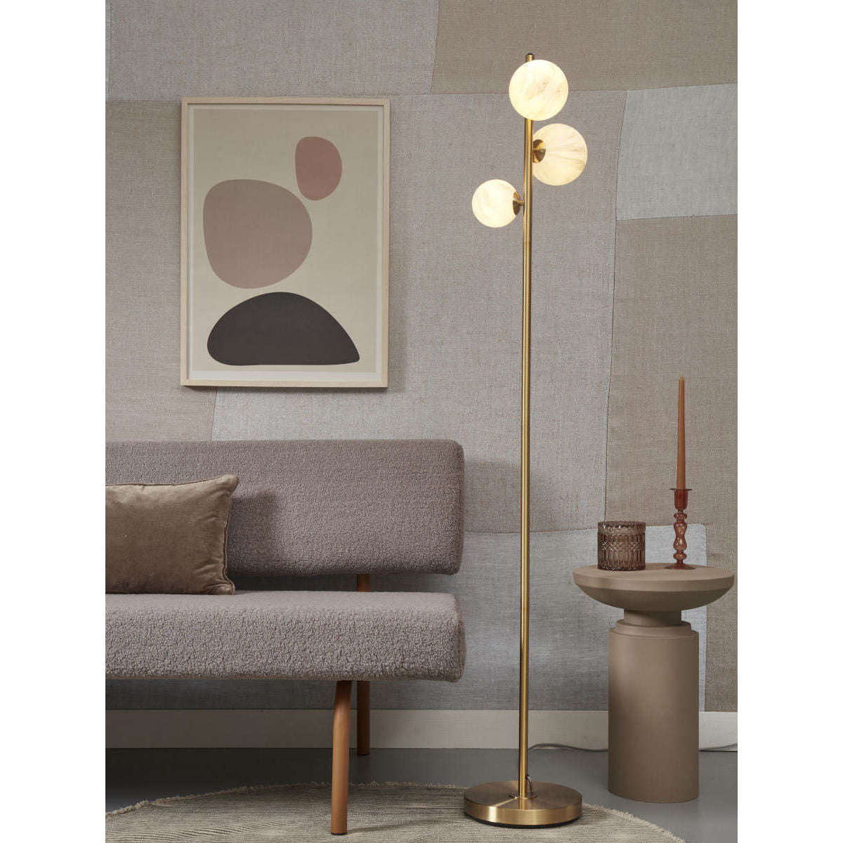 It's about RoMi Vloerlamp Carrara 3-bol goud