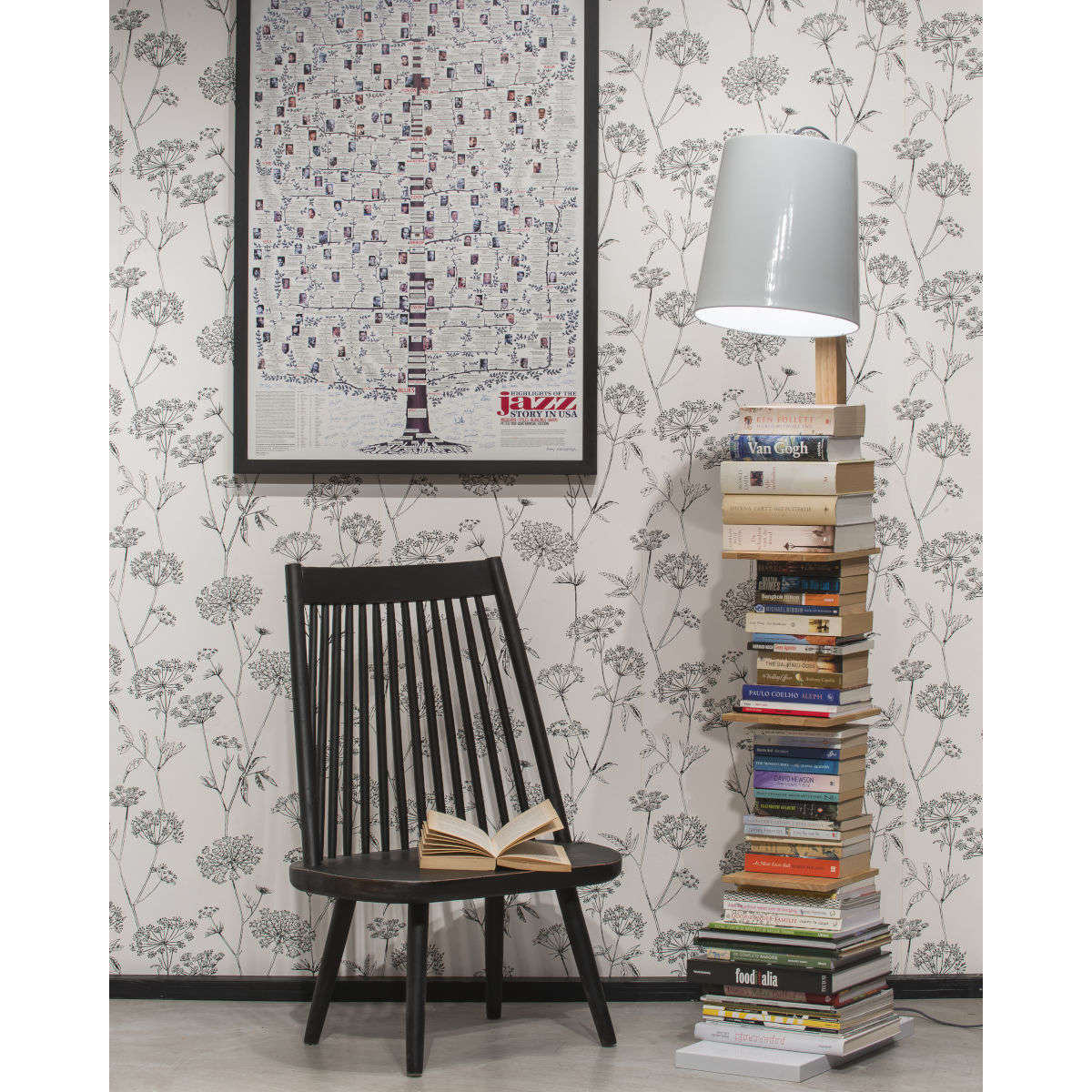 It's about RoMi Vloerlamp ijzer / hout Cambridge wit