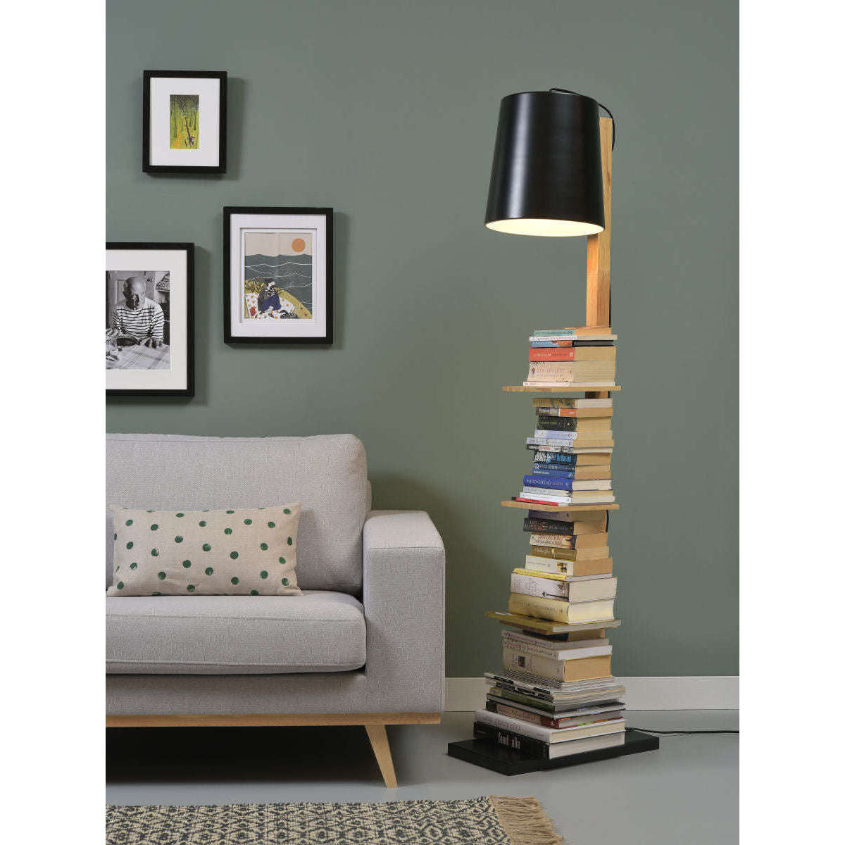 It's about RoMi Vloerlamp ijzer / hout Cambridge zwart