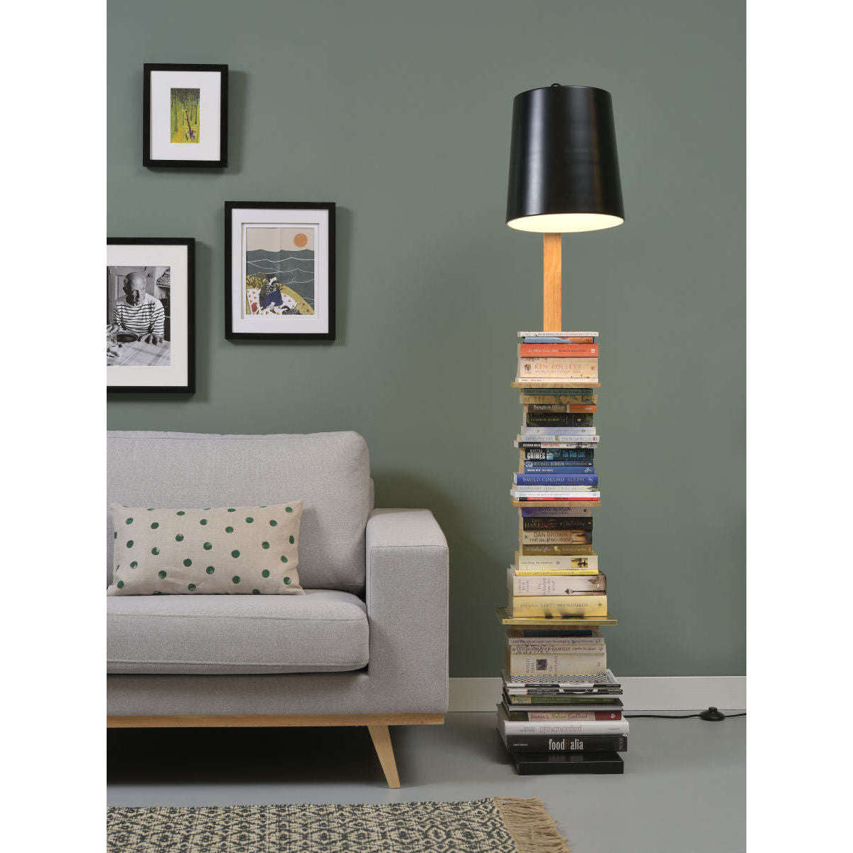 It's about RoMi Vloerlamp ijzer / hout Cambridge zwart