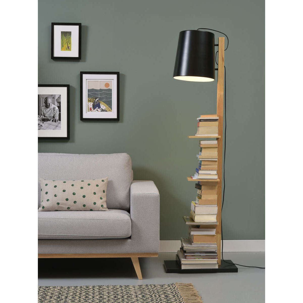 It's about RoMi Vloerlamp ijzer / hout Cambridge zwart