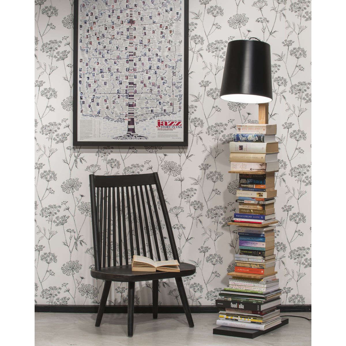 It's about RoMi Vloerlamp ijzer / hout Cambridge zwart