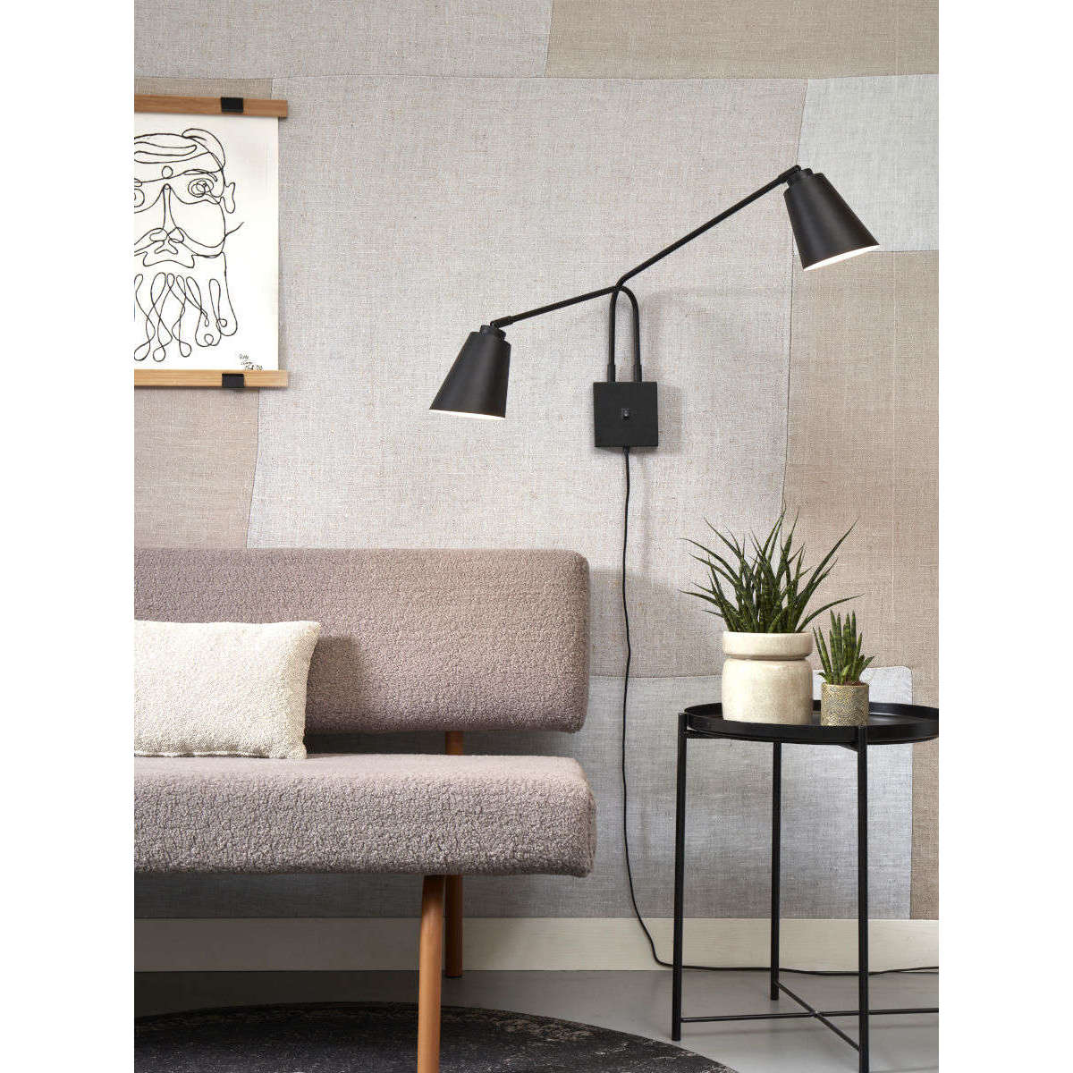 It's about RoMi Wandlamp Bremen 2-kap zwart
