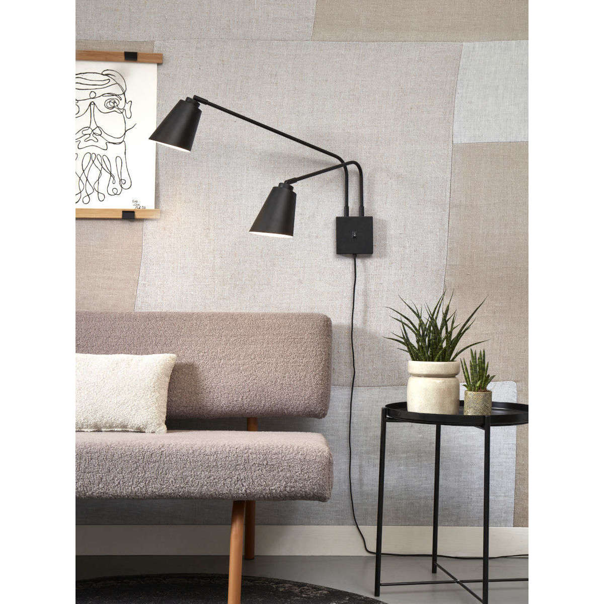 It's about RoMi Wandlamp Bremen 2-kap zwart