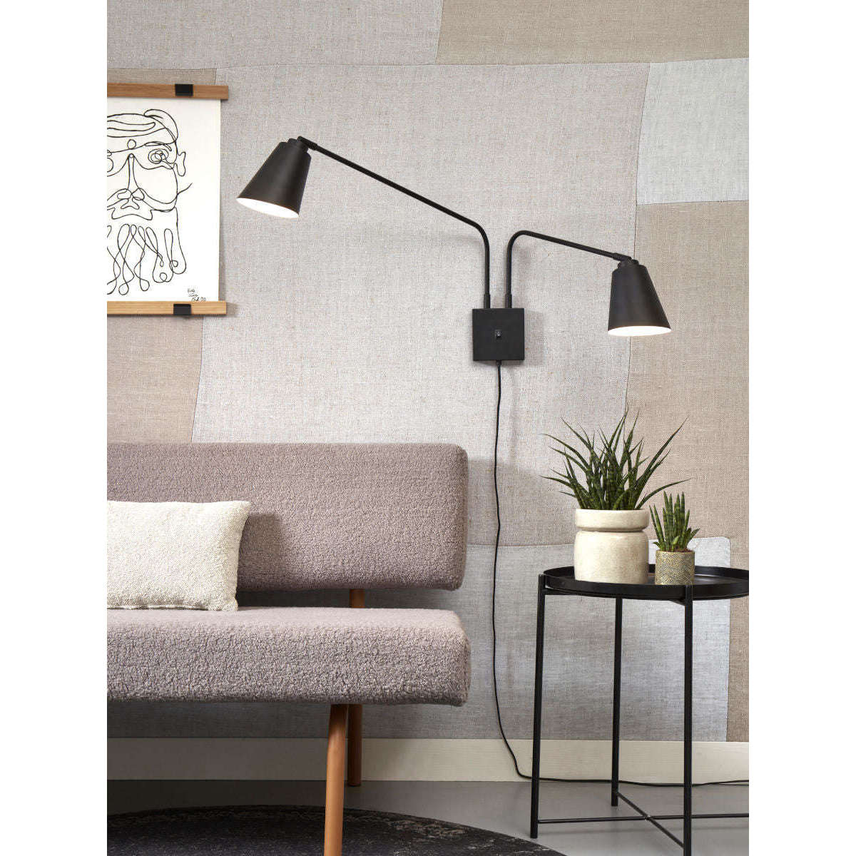 It's about RoMi Wandlamp Bremen 2-kap zwart