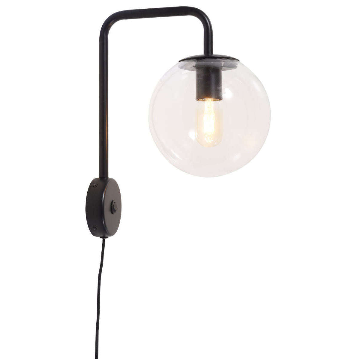 It's about RoMi Wandlamp ijzer / glas Warsaw zwart