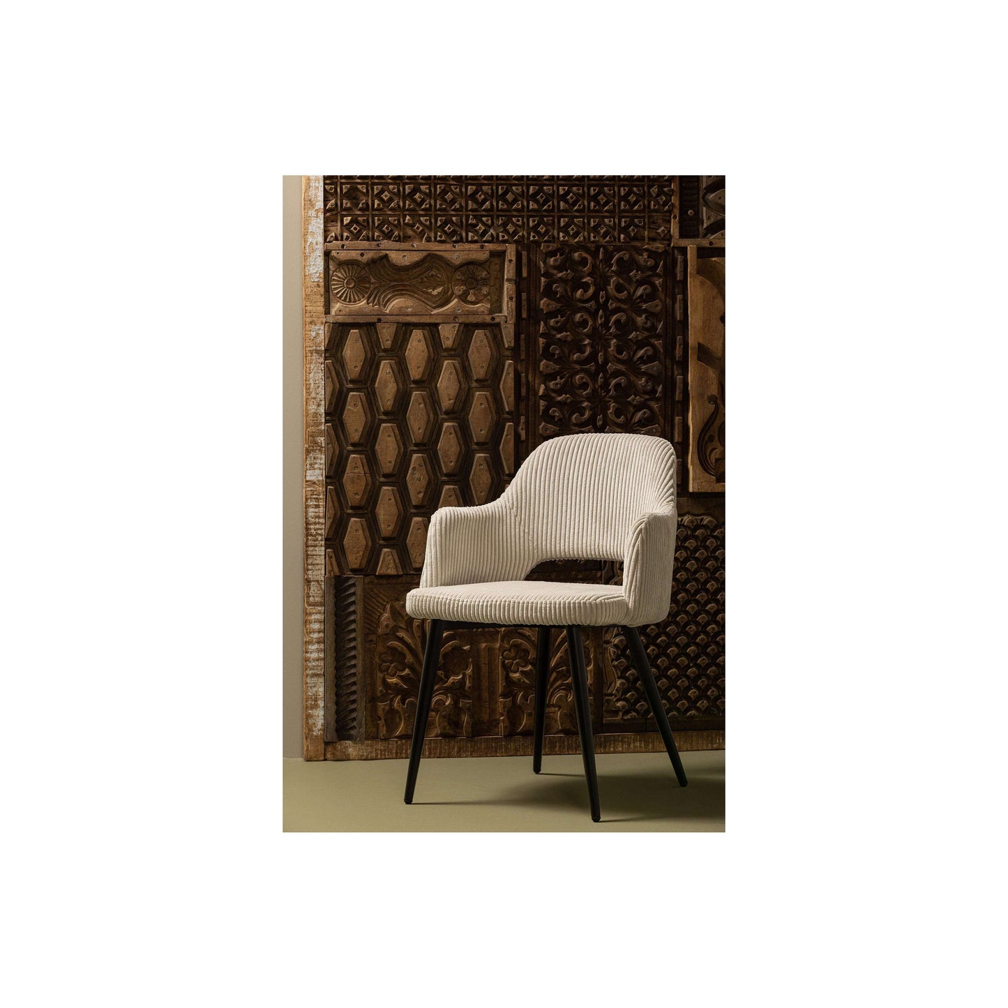WOOOD Ferdy eetkamerstoel grove rib pearl