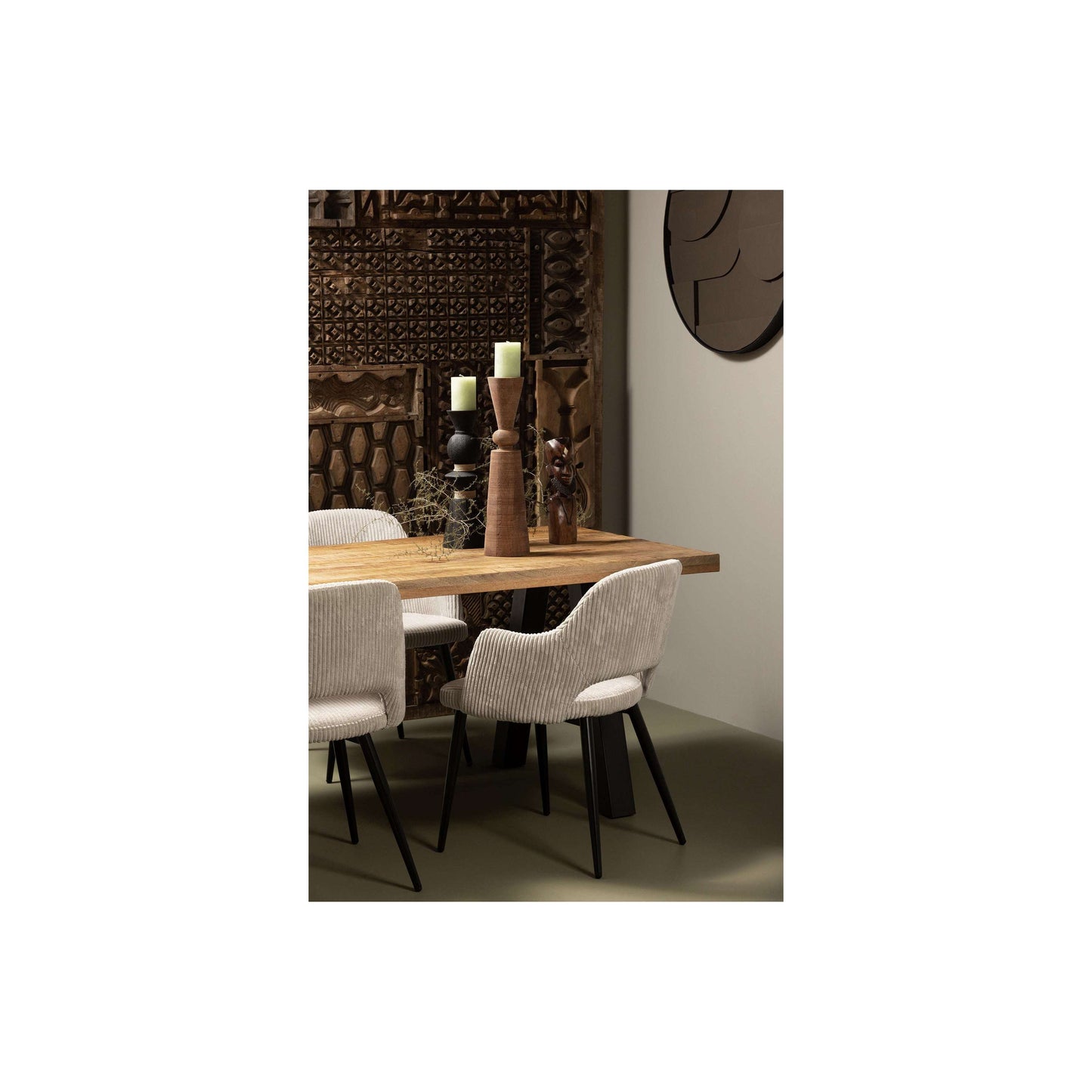 WOOOD Ferdy eetkamerstoel grove rib pearl