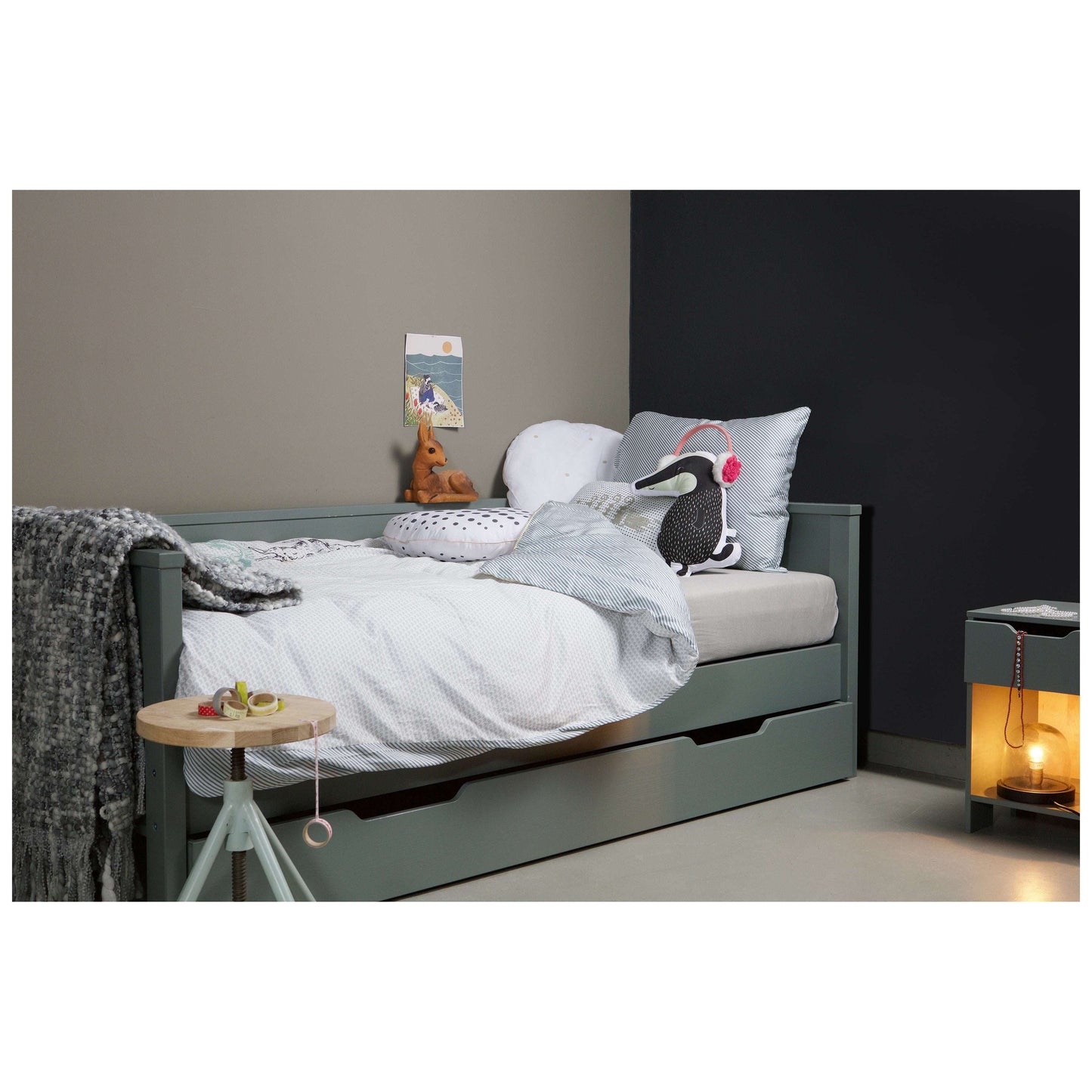 WOOOD Nikki bedbank (exclusief lade) groen