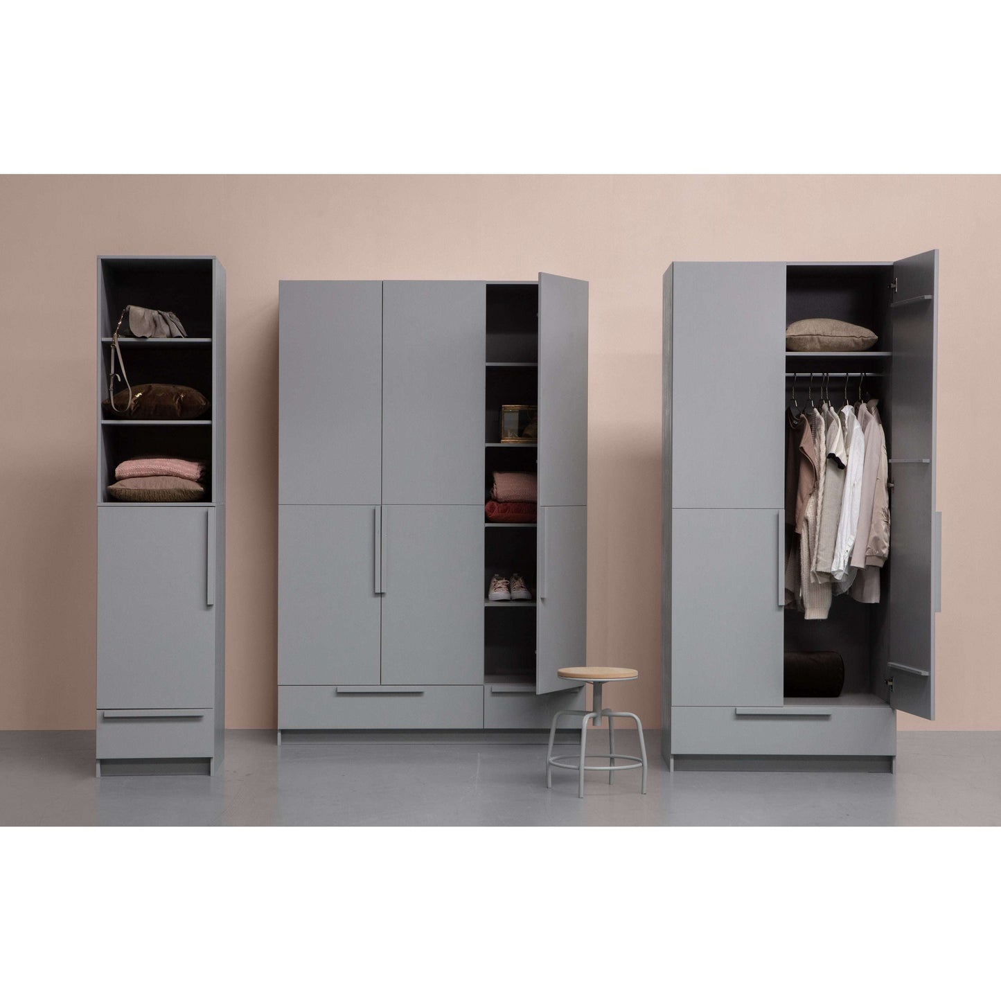 WOOOD Pure 1-deurs legkast met splitdeur concrete grey