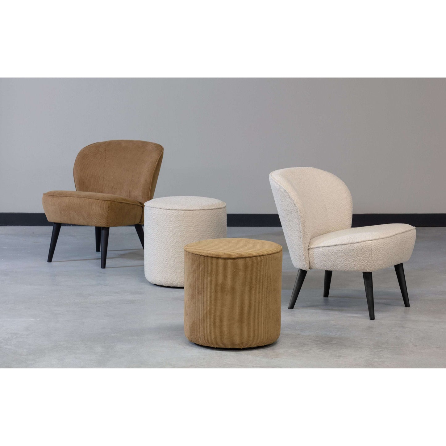 WOOOD Sara fauteuil boucle wit