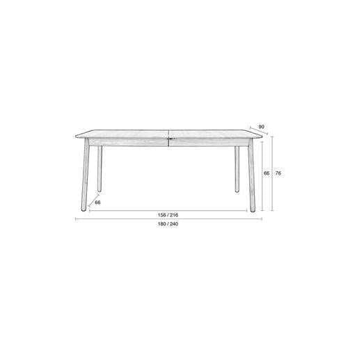 Zuiver tafel glimps walnoot 90 x 180-240 x 76 cm