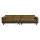 BePureHome Statement 4-zits bank L structure velvet brass