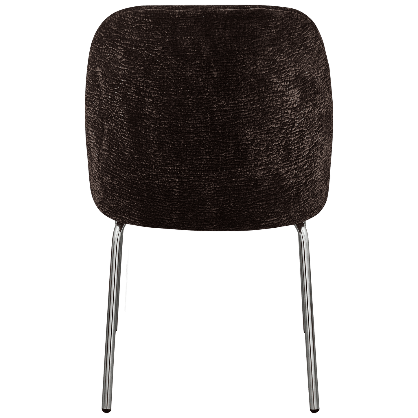 BePureHome Vogue eetkamerstoel 3d chenille donkerbruin chrome poot