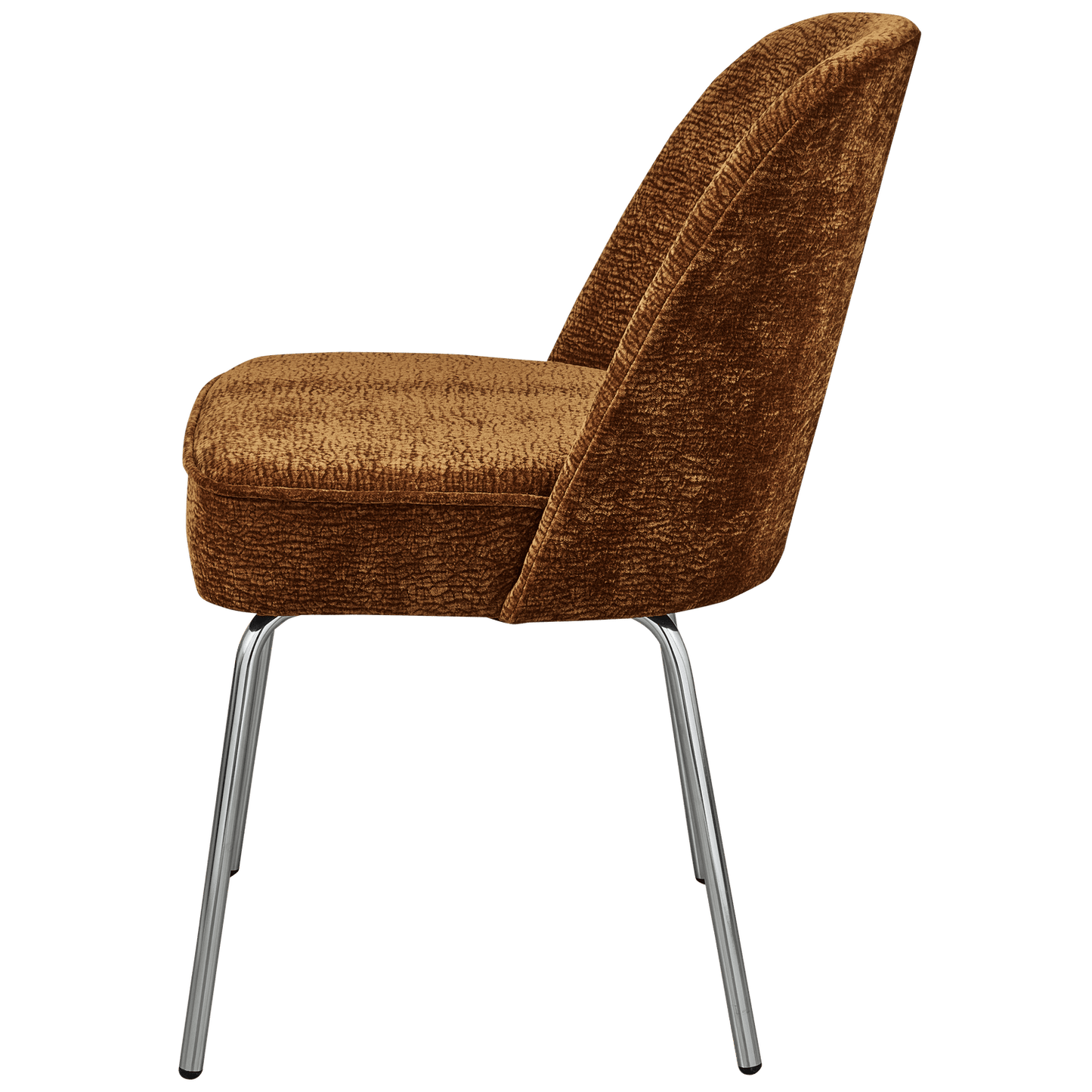 BePureHome Vogue eetkamerstoel 3d chenille midden bruin chrome poot