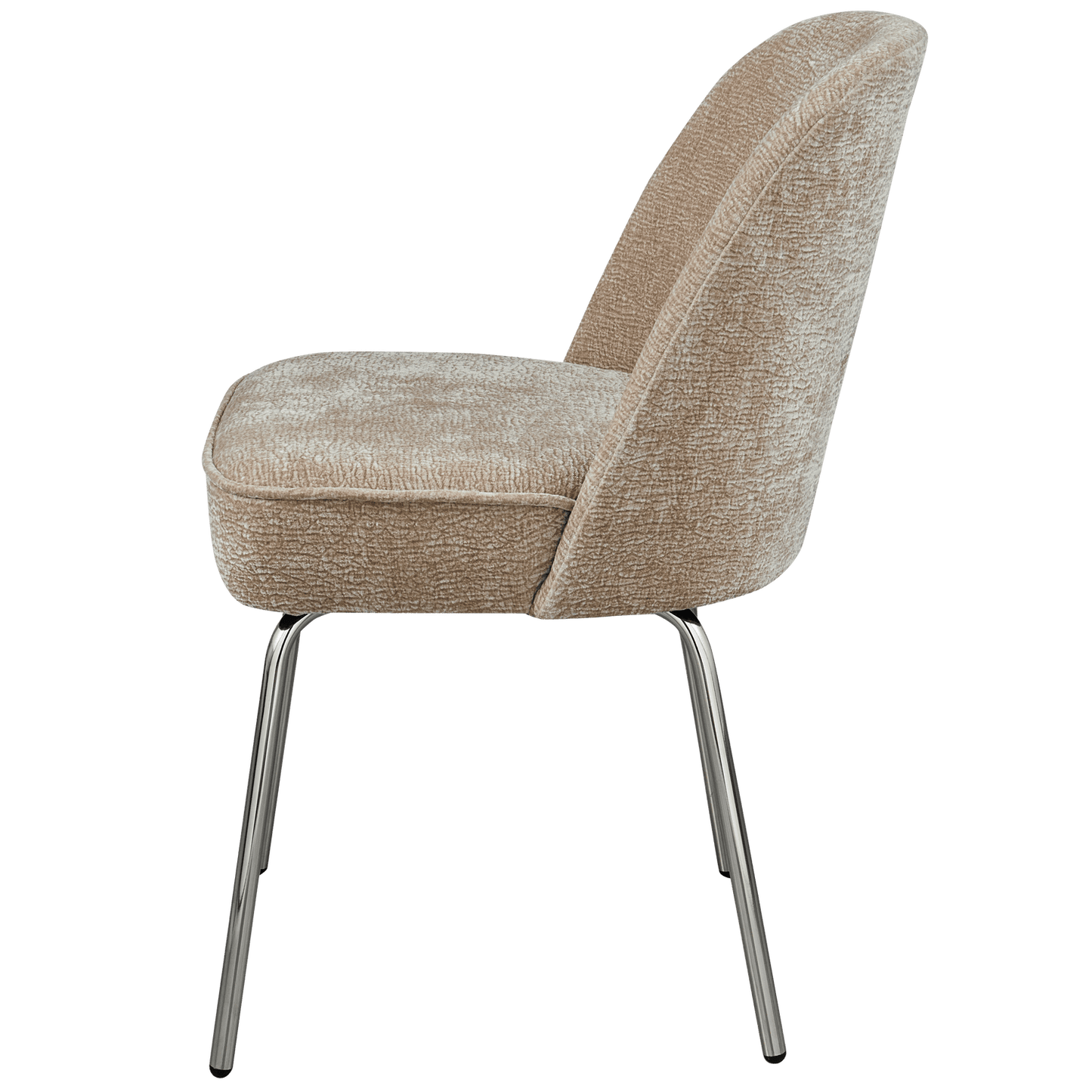 BePureHome Vogue eetkamerstoel 3d chenille zand chrome poot