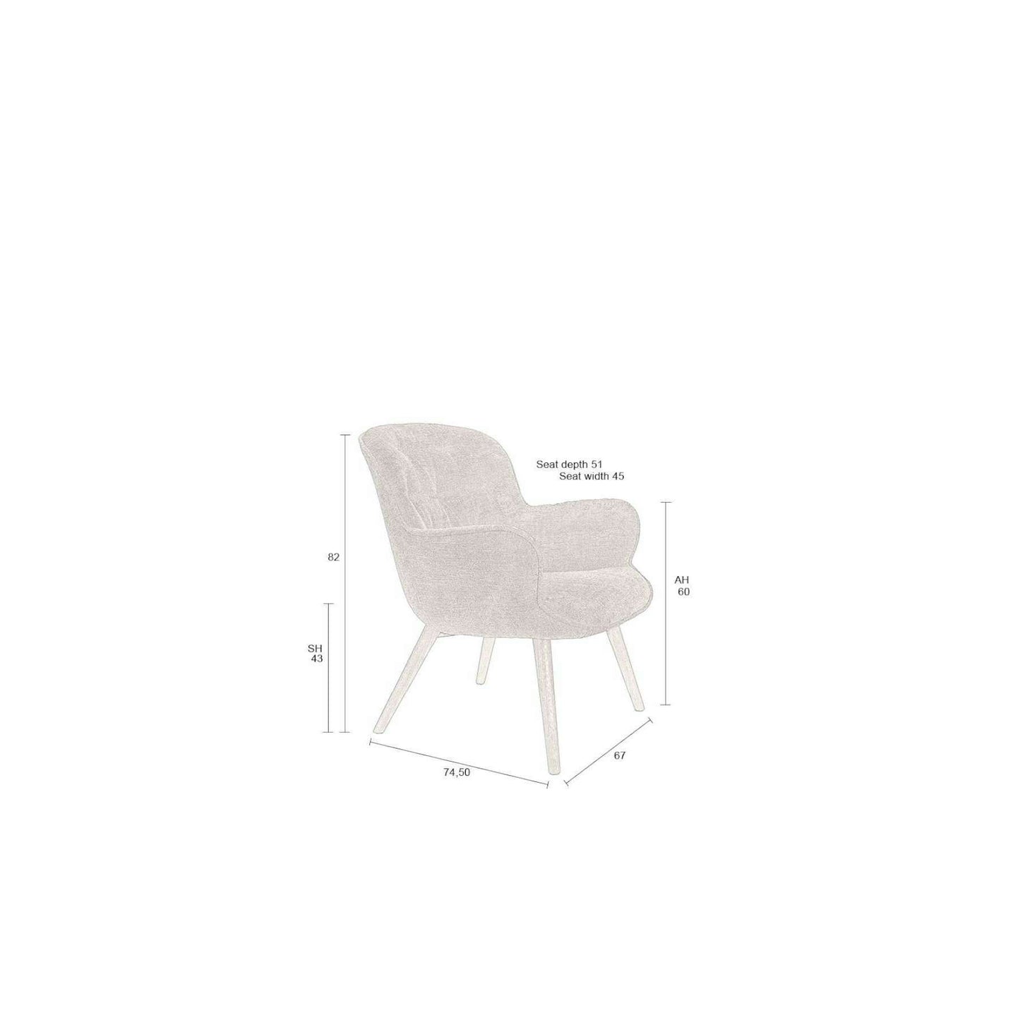 Dutchbone Lenn fauteuil plum