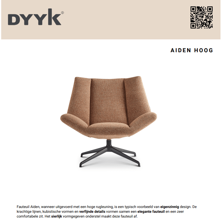 Dyyk Aiden fauteuil hoog zwart|sneak hazel