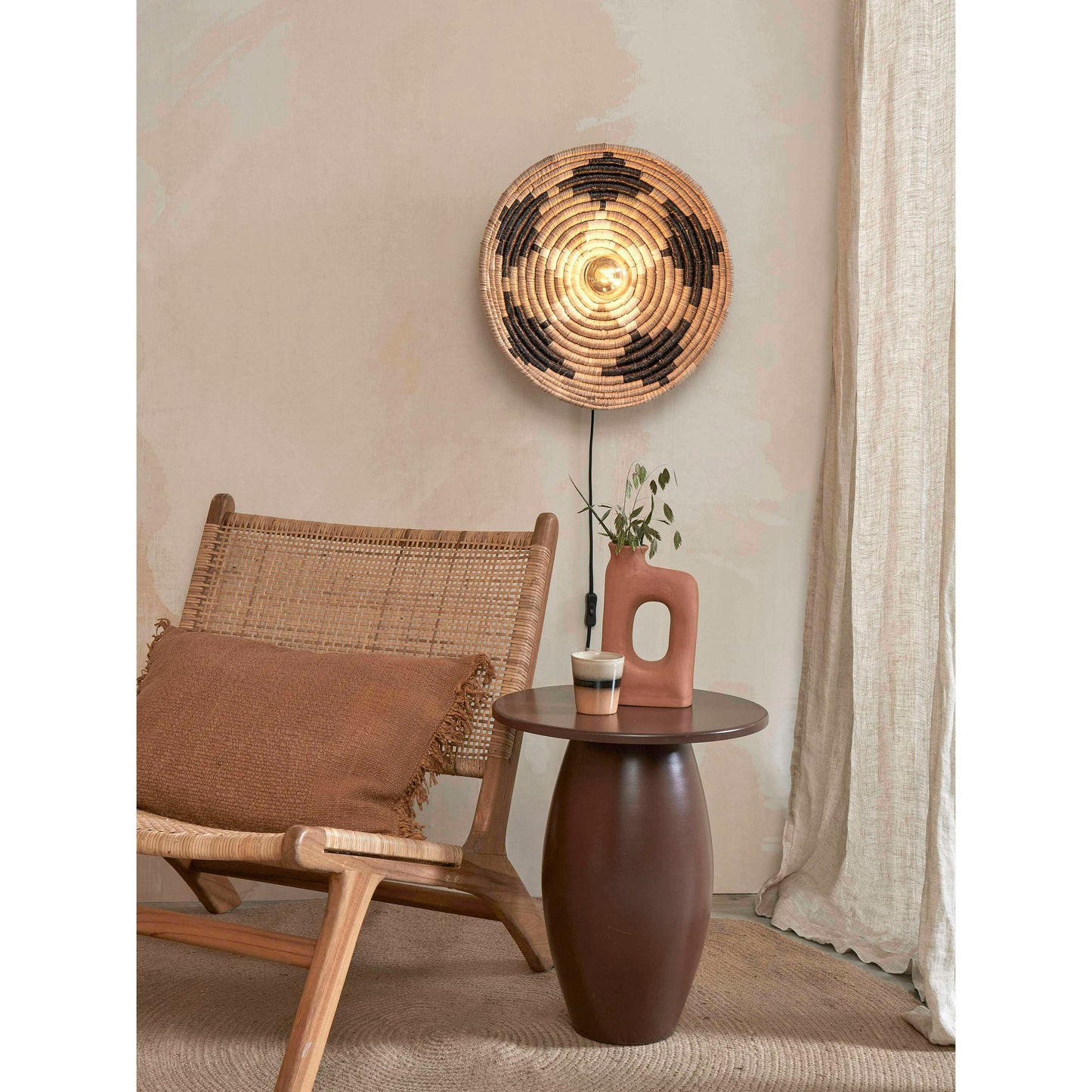 GOOD&MOJO Andros wandlamp zwart/naturel/wit