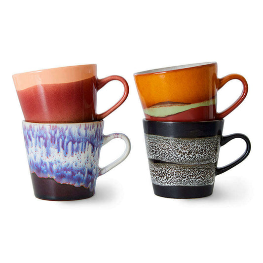 HKliving 70s ceramics: americano mugs friction (set of 4)