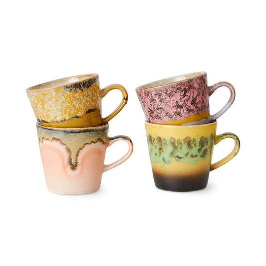 HKliving 70s ceramics: americano mugs radiant (set van 4)