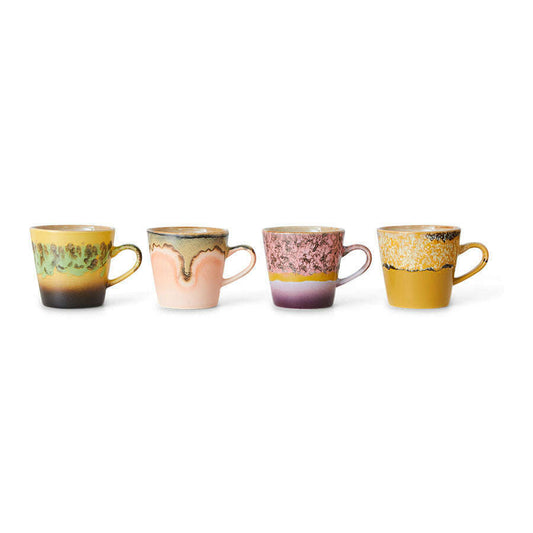 HKliving 70s ceramics: americano mugs radiant (set van 4)