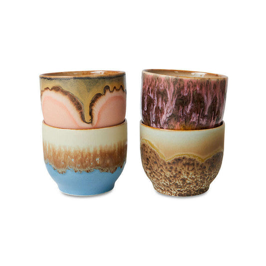 HKliving 70s ceramics: café cups lagoon (set van 4)