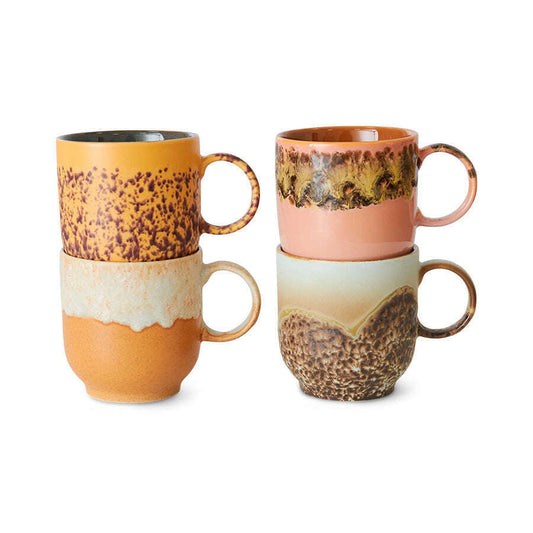 HKliving 70s ceramics: café mugs cape (set van 4)