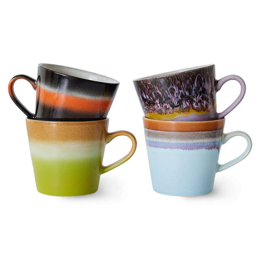 HKliving 70s ceramics: cappuccino mugs solid (set of 4)