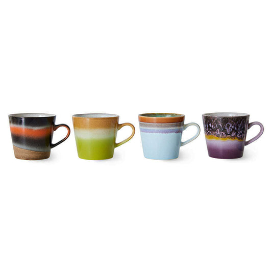 HKliving 70s ceramics: cappuccino mugs solid (set of 4)