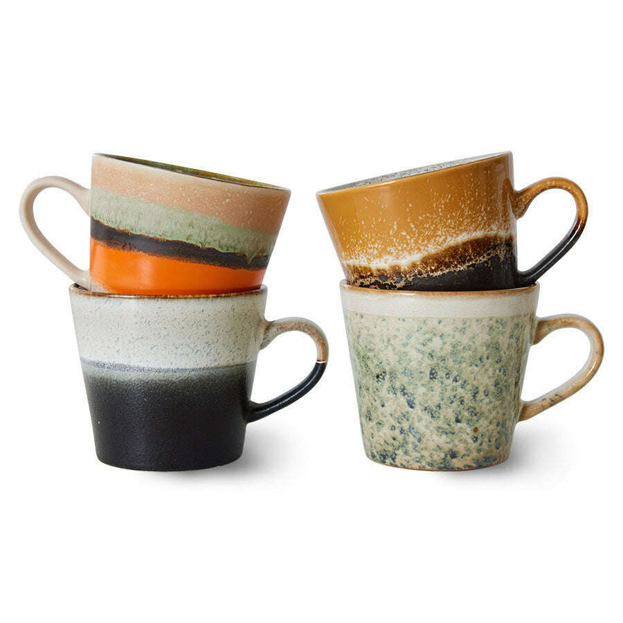 HKliving 70s ceramics: cappuccino mugs verve (set of 4)