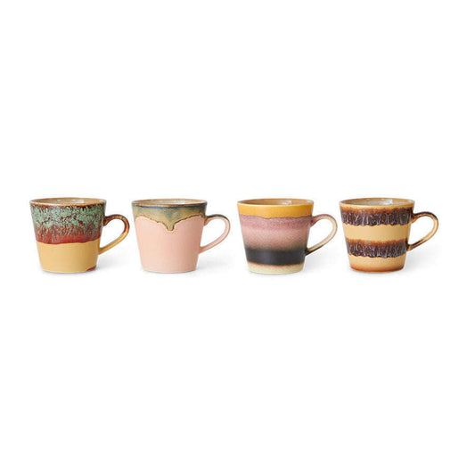 HKliving 70s ceramics: cappuccino mugs vista (set van 4)