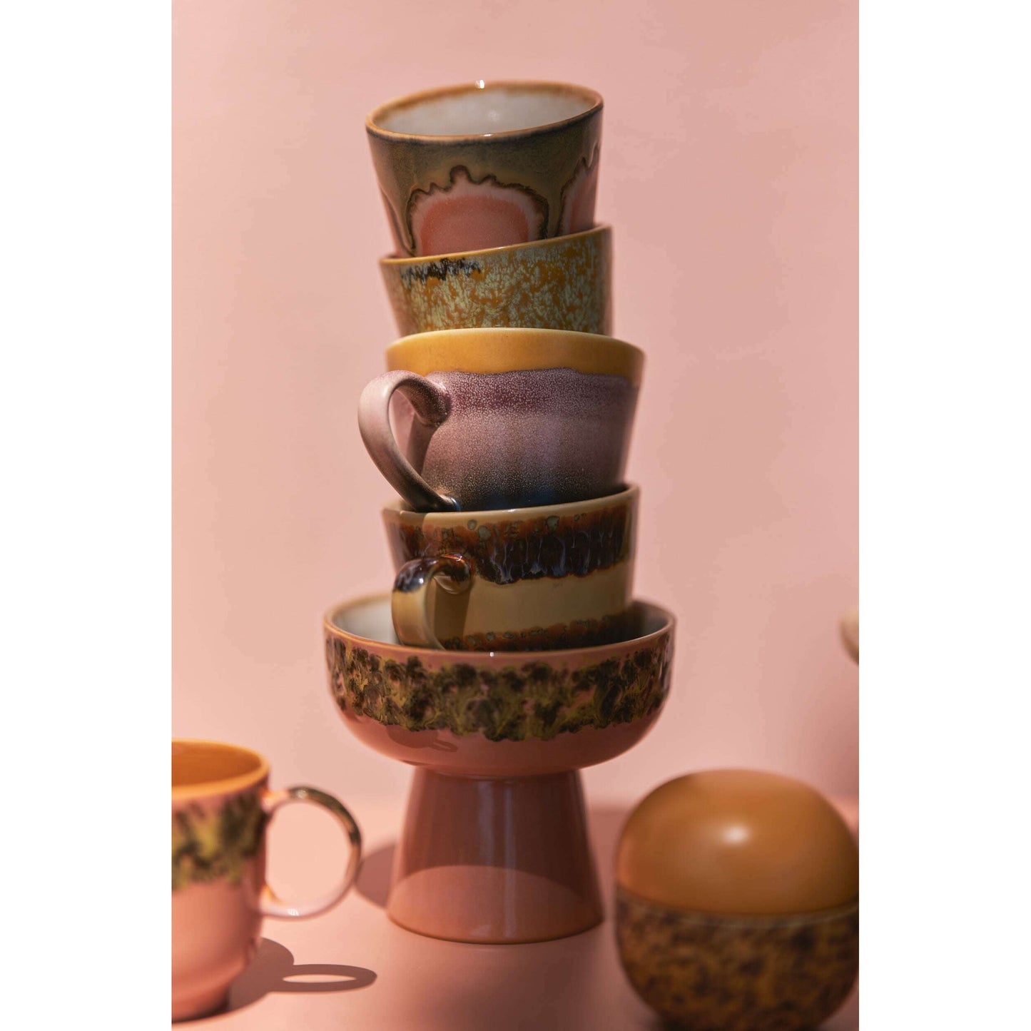 HKliving 70s ceramics: cappuccino mugs vista (set van 4)