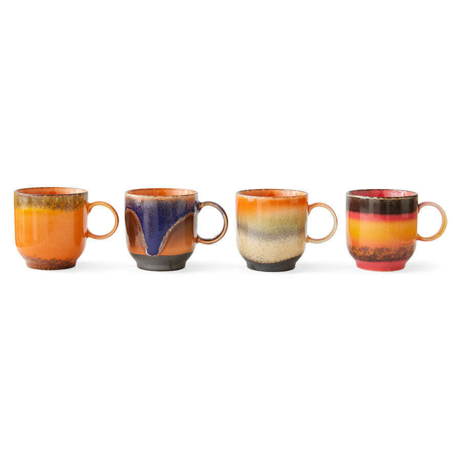 HKliving 70s ceramics: coffee mugs brazil (set of 4)