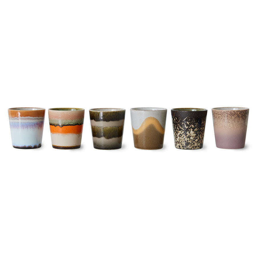 HKliving 70s ceramics: coffee mugs elements
 (set of 6)