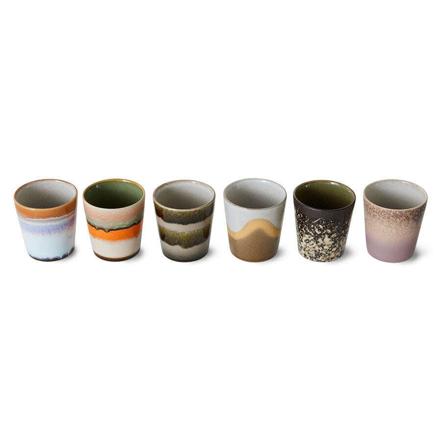 HKliving 70s ceramics: coffee mugs elements
 (set of 6)