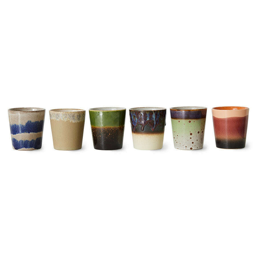 HKliving 70s ceramics: coffee mugs grounding (set of 6)