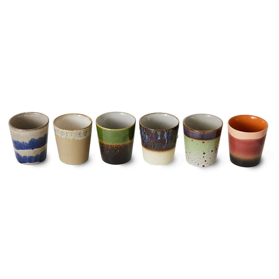 HKliving 70s ceramics: coffee mugs grounding (set of 6)