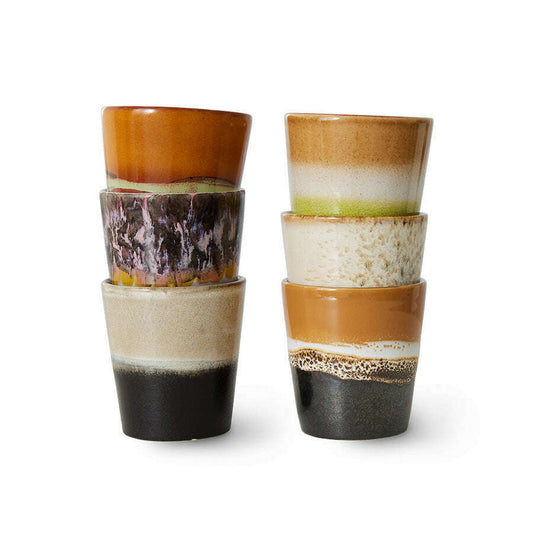 HKliving 70s ceramics: coffee mugs soil (set of 6)