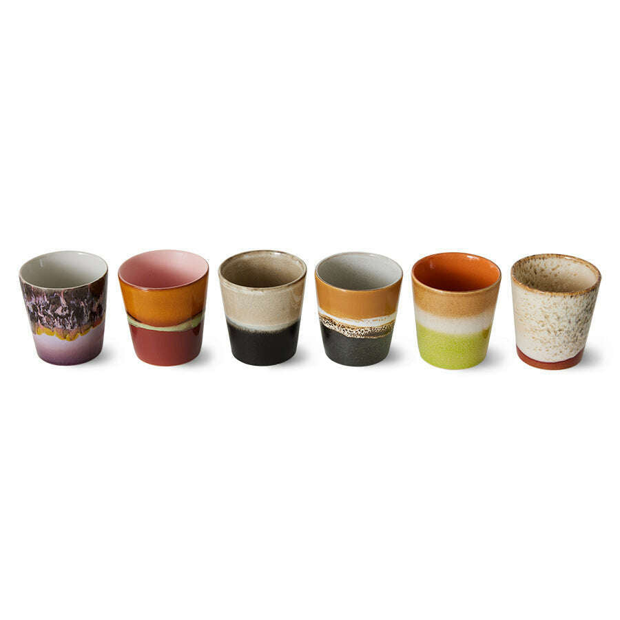 HKliving 70s ceramics: coffee mugs soil (set of 6)