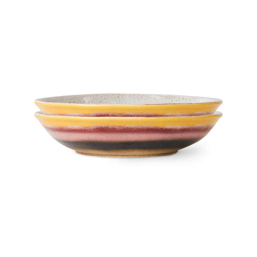 HKliving 70s ceramics: curry schaals hibiscus (set van 2)