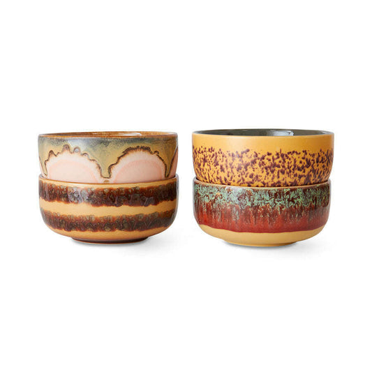 HKliving 70s ceramics: dessert schaals harbour (set van 4)