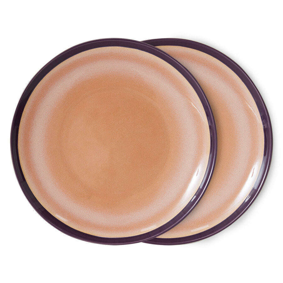 HKliving 70s ceramics: dinner plates bedrock (set of 2)