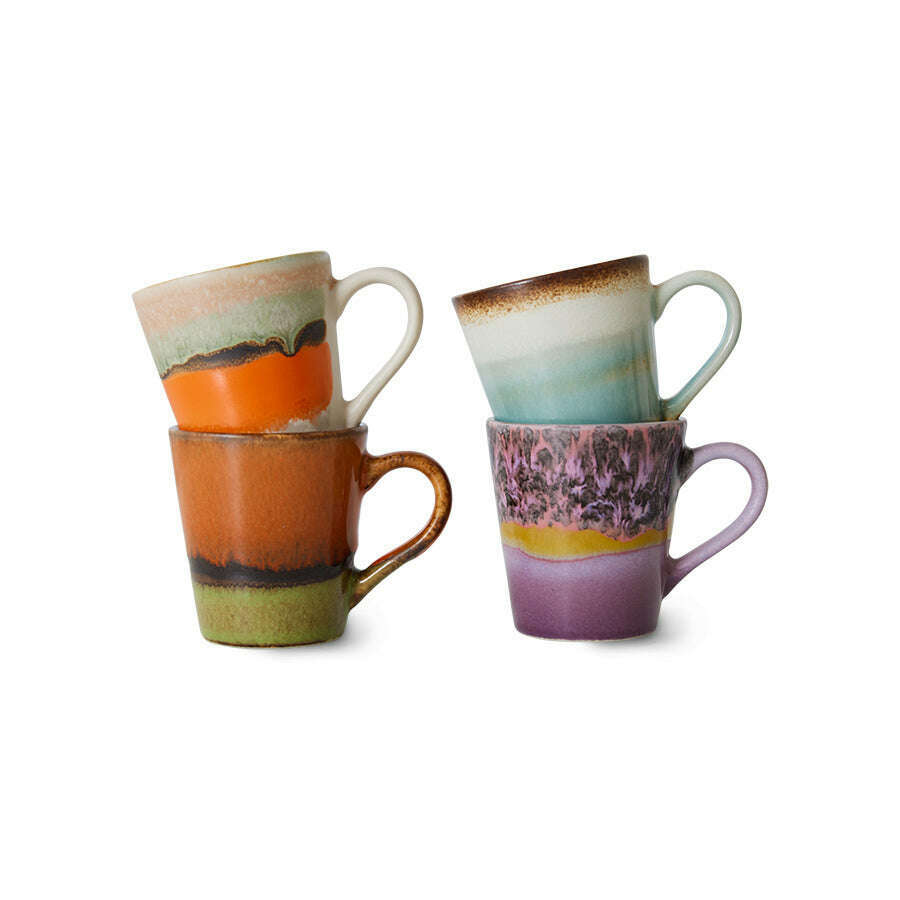 HKliving 70s ceramics: espresso mugs retro (set of 4)