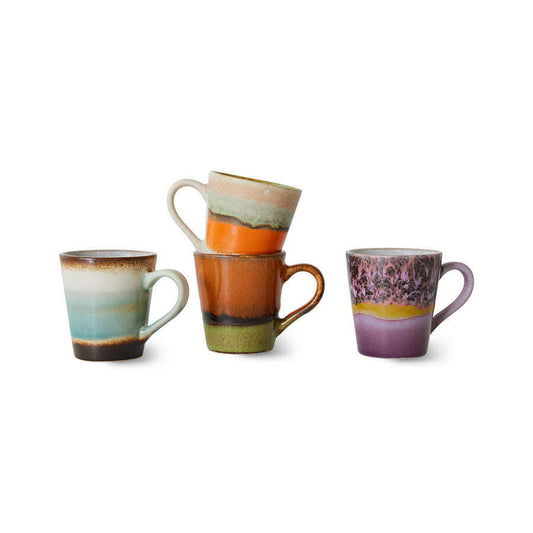 HKliving 70s ceramics: espresso mugs retro (set of 4)