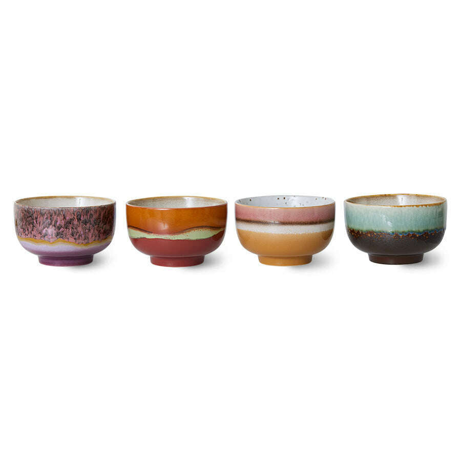 HKliving 70s ceramics: noodle bowls geyser (set of 4)