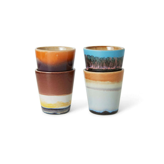 HKliving 70s ceramics: ristretto mugs solar (set of 4)